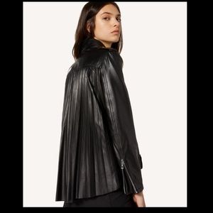 REDValentino - Leather Pleated Black Moto Jacket